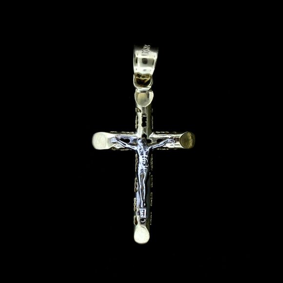 Real 10K Yellow Gold Diamond Cut Filigree Cross Pendant - Picture 1 of 8